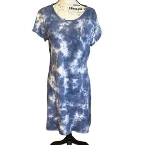 GAP Tie-Dye T-Shirt Dress Knit Blue & White Size M